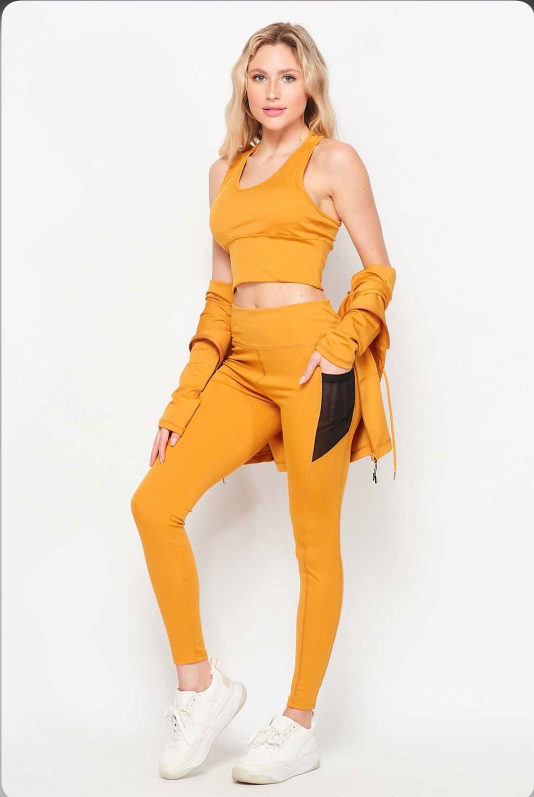 3 Pcs Active Premium Bra, Jacket and Legging set