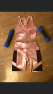 Active Bra Crop/Biker short set with phone pockets.