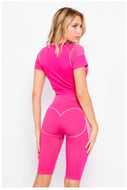 2 Pcs Structured active cropped top/ biker short set.